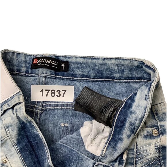 Southpole Moto Jeans Slim Straigth Leg Mid-Rise Blue Denim Womens Size 16 - Picture 14 of 14